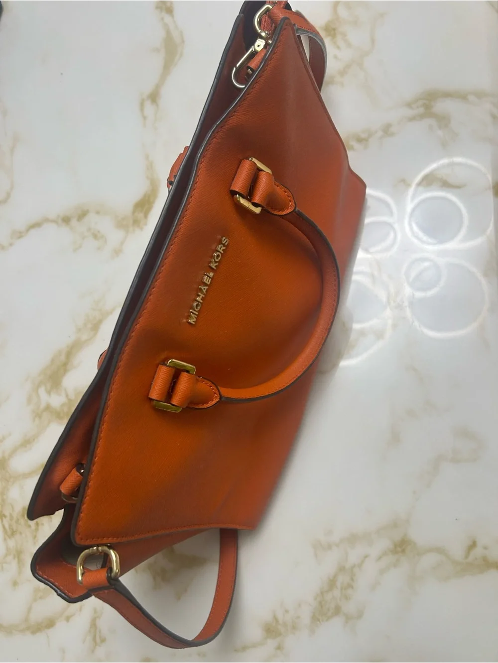 Michael Kors Vibrant Orange Leather Satchel